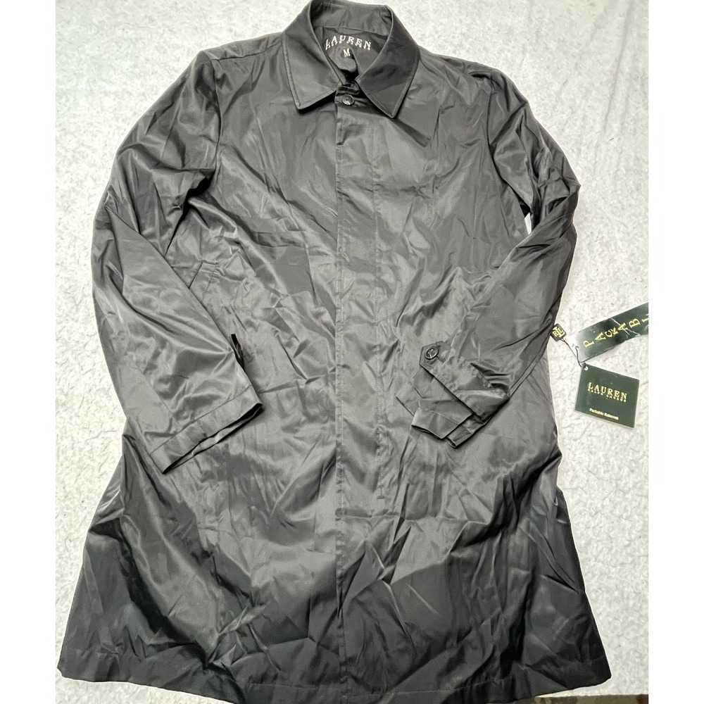 Lauren Ralph Lauren Black Packable Raincoat Womens Medium NWT Travel Jacket